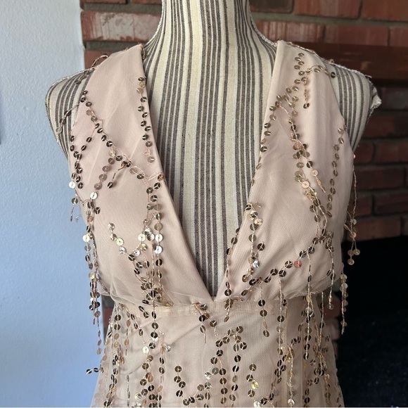 NWT Hello Molly Heightened Perspective Sequin Midi Dress in Beige Sz S - Picture 5 of 11